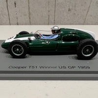 Cooper T51 No.9 Winner US GP 1959 - Bruce McLaren - 1:43 Scale Resin Model Car - Spark