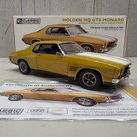 HOLDEN HQ GTS MONARO - SUNBURST METALLIC WITH WHITE STRIPES - 1:18 SCALE DIECAST MODEL