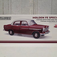 HOLDEN FE SPECIAL - CASCADE WHITE OVER ETNA MAROON - 1:18 SCALE DIECAST MODEL