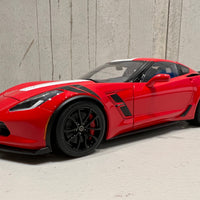 CHEVROLET CORVETTE GRAND SPORT (RED/WHITE STRIPES/BLACK FENDER HASH MARKS) - 1:18 Scale Composite Model Car
