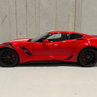 CHEVROLET CORVETTE GRAND SPORT (RED/WHITE STRIPES/BLACK FENDER HASH MARKS) - 1:18 Scale Composite Model Car