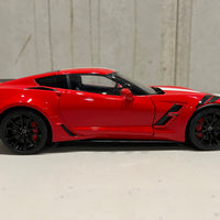 CHEVROLET CORVETTE GRAND SPORT (RED/WHITE STRIPES/BLACK FENDER HASH MARKS) - 1:18 Scale Composite Model Car
