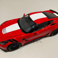 CHEVROLET CORVETTE GRAND SPORT (RED/WHITE STRIPES/BLACK FENDER HASH MARKS) - 1:18 Scale Composite Model Car