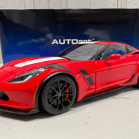 CHEVROLET CORVETTE GRAND SPORT (RED/WHITE STRIPES/BLACK FENDER HASH MARKS) - 1:18 Scale Composite Model Car