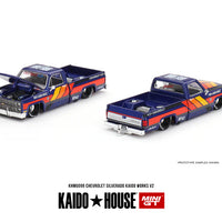 Chevrolet Silverado KAIDO WORKS V2 - Blue - 1:64 Scale Diecast Model - KaidoHouse x Mini GT