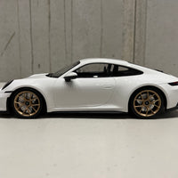 PORSCHE 911 (992) GT3 TOURING - 2022 - WHITE W/NEODYME WHEELS - 1:18 Scale Resin Model Car - Minichamps