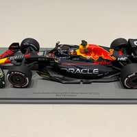 Oracle Red Bull Racing RB18 No.1 Oracle Red Bull Racing - Winner Miami GP 2022 - Max Verstappen. With Acrylic Cover - 1:18 Scale Resin Model Car