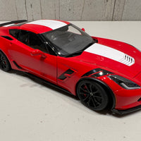 CHEVROLET CORVETTE GRAND SPORT (RED/WHITE STRIPES/BLACK FENDER HASH MARKS) - 1:18 Scale Composite Model Car