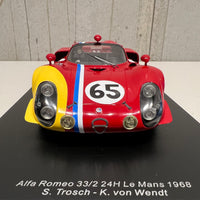 Alfa Romeo 33/2 No.65 24H Le Mans 1968 - S. Trosch - K. von Wendt - With Acrylic Cover - 1:18 Scale Resin Model Car