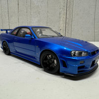 NISSAN SKYLINE R34 GT-R Z-TUNE NISMO (BAYSIDE BLUE) - 1:18 SCALE MODEL - AUTOART