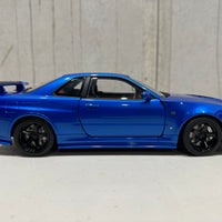 NISSAN SKYLINE R34 GT-R Z-TUNE NISMO (BAYSIDE BLUE) - 1:18 SCALE MODEL - AUTOART