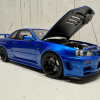NISSAN SKYLINE R34 GT-R Z-TUNE NISMO (BAYSIDE BLUE) - 1:18 SCALE MODEL - AUTOART