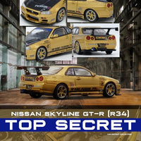 Top Secret Nissan Skyline GT-R (R34) Gold - 1:64 Scale Diecast Model