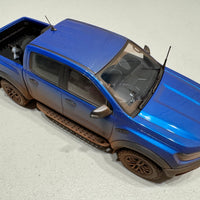 Ford Ranger Raptor - Velocity Blue - Dirty Version With Dog - 1:18 Scale Resin Model - AUTHENTIC COLLECTABLES