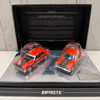 FORD FALCON XY GTHO TWIN SET: 1971 BATHURST WINNER - VERMILLION FIRE ROAD CAR - 1:43 SCALE DIECAST TWIN SET