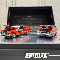 FORD FALCON XY GTHO TWIN SET: 1971 BATHURST WINNER - VERMILLION FIRE ROAD CAR - 1:43 SCALE DIECAST TWIN SET