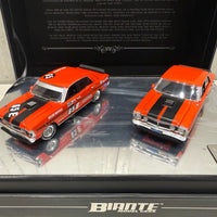 FORD FALCON XY GTHO TWIN SET: 1971 BATHURST WINNER - VERMILLION FIRE ROAD CAR - 1:43 SCALE DIECAST TWIN SET