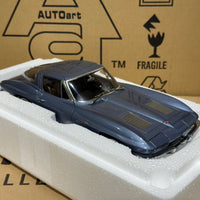 1963 CHEVROLET CORVETTE COUPE - SILVER BLUE - 1:18 SCALE DIECAST MODEL - AUTOART