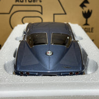 1963 CHEVROLET CORVETTE COUPE - SILVER BLUE - 1:18 SCALE DIECAST MODEL - AUTOART