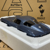 1963 CHEVROLET CORVETTE COUPE - SILVER BLUE - 1:18 SCALE DIECAST MODEL - AUTOART