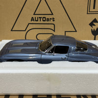 1963 CHEVROLET CORVETTE COUPE - SILVER BLUE - 1:18 SCALE DIECAST MODEL - AUTOART