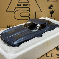 1963 CHEVROLET CORVETTE COUPE - SILVER BLUE - 1:18 SCALE DIECAST MODEL - AUTOART