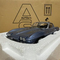 1963 CHEVROLET CORVETTE COUPE - SILVER BLUE - 1:18 SCALE DIECAST MODEL - AUTOART