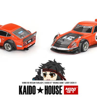 DATSUN KAIDO FAIRLADY Z - 'ORANGE BANG' LARRY CHEN V1 - 1:64 SCALE DIECAST - MINI GT