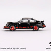 Porsche 911 Carrera RS 2.7 Black with Red Livery - 1:64 Scale Diecast - Mini GT