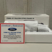FORD XY FALCON GTHO PHASE III - VINTAGE BURGUNDY/GOLD SIDE STRIPES - 1:18 SCALE DIECAST MODEL - AUTOart