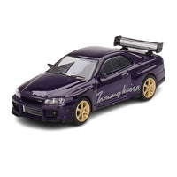 NISSAN SKYLINE GT-R (R34) TOMMYKAIRA R-Z PURPLE - 1:64 SCALE DIECAST MODEL - MINI GT