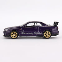 NISSAN SKYLINE GT-R (R34) TOMMYKAIRA R-Z PURPLE - 1:64 SCALE DIECAST MODEL - MINI GT