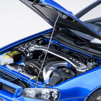 NISSAN SKYLINE R34 GT-R Z-TUNE NISMO (BAYSIDE BLUE) - 1:18 SCALE MODEL - AUTOART