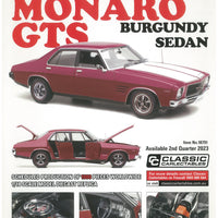 HOLDEN HQ GTS MONARO - BURGUNY SEDAN - 1:18 DIECAST MODEL
