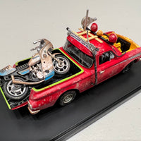 MAD MAX - 1963 EJ HOLDEN UTE WITH GOOSE'S POLICE KAWASAKI BIKE - 1:43 SCALE DIECAST