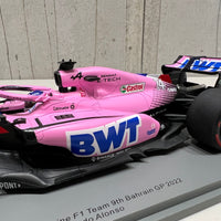 Fernando Alonso 2022 Alpine A522 No.14 BWT Alpine F1 Team - 9th Bahrain GP 1:18 Scale Resin Model Car - Spark - RRP $340 NOW $310