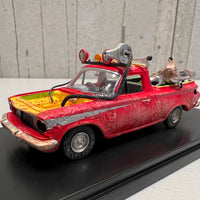 MAD MAX - 1963 EJ HOLDEN UTE WITH GOOSE'S POLICE KAWASAKI BIKE - 1:43 SCALE DIECAST