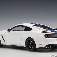 FORD SHELBY GT-350R (OXFORD WHITE W/ LIGHTNING BLUE STRIPES) 1:18 DIECAST