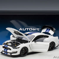 FORD SHELBY GT-350R (OXFORD WHITE W/ LIGHTNING BLUE STRIPES) 1:18 DIECAST