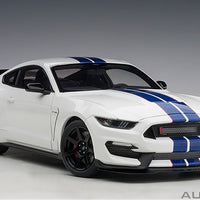 FORD SHELBY GT-350R (OXFORD WHITE W/ LIGHTNING BLUE STRIPES) 1:18 DIECAST