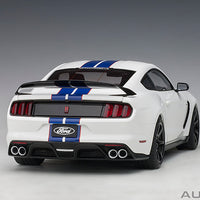 FORD SHELBY GT-350R (OXFORD WHITE W/ LIGHTNING BLUE STRIPES) 1:18 DIECAST