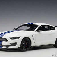 FORD SHELBY GT-350R (OXFORD WHITE W/ LIGHTNING BLUE STRIPES) 1:18 DIECAST