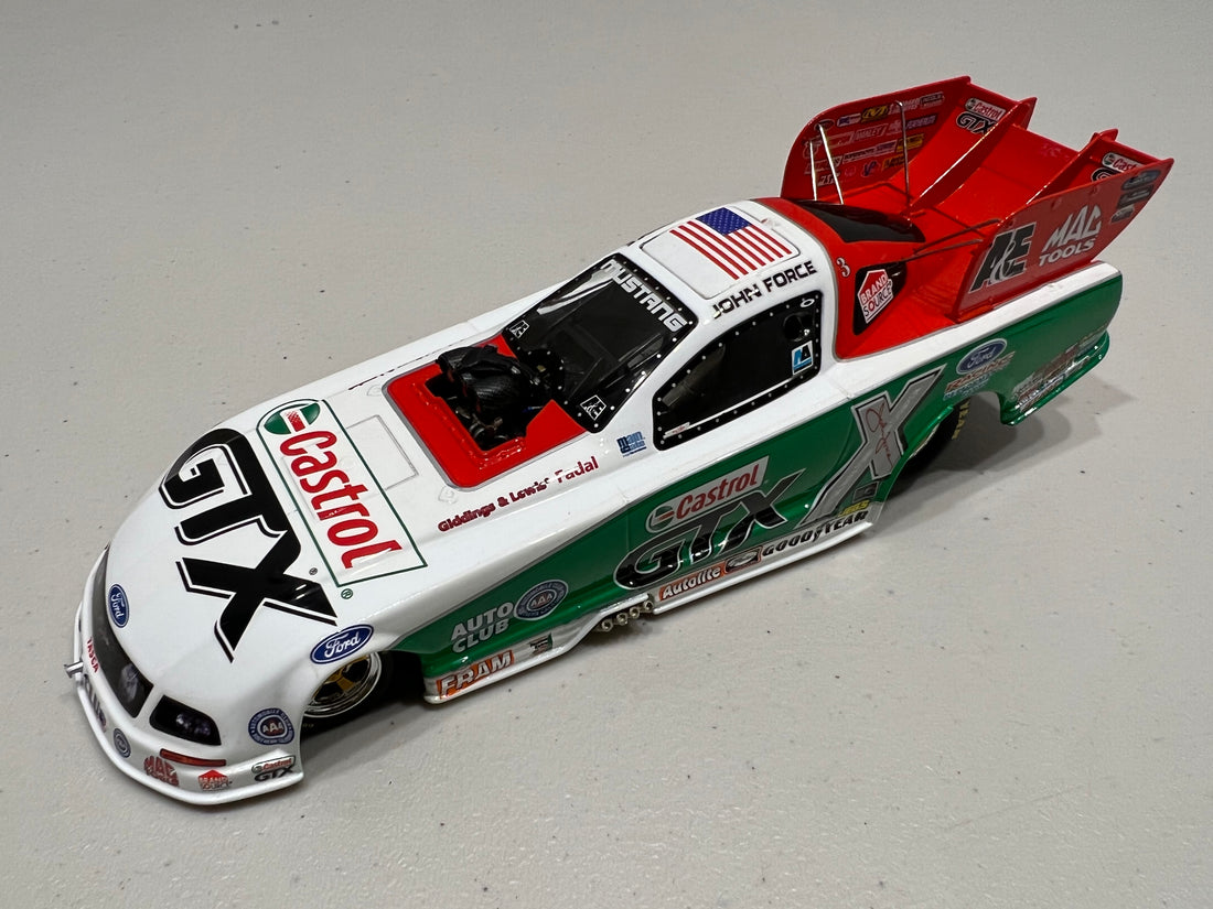 JOHN FORCE 2006 CASTROL GTX MUSTANG FUNNY CAR - 1:24 SCALE DIECAST MODEL - ACTION