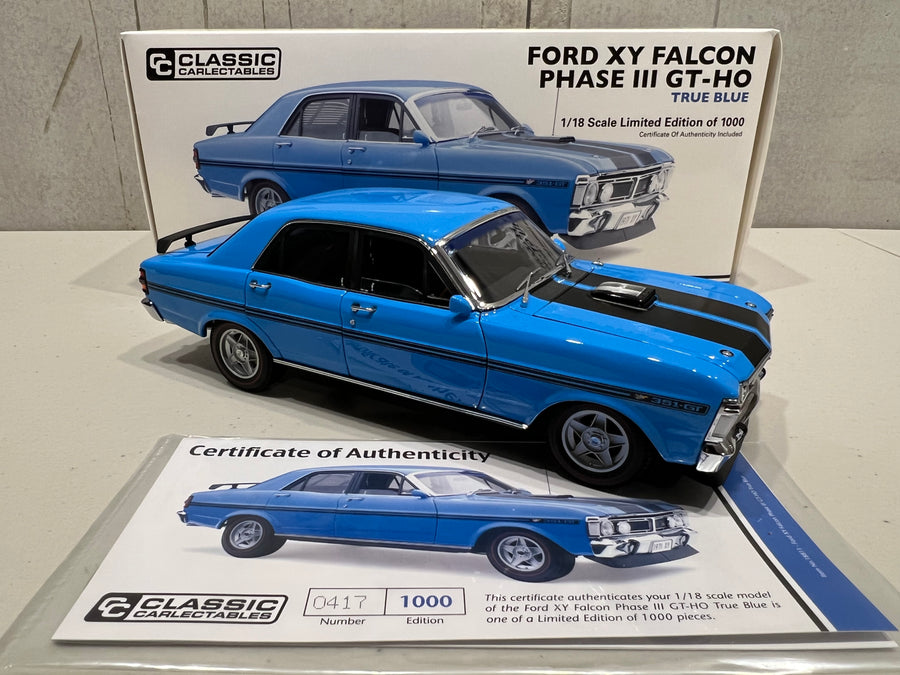 FORD XY FALCON PHASE III GT-HO - TRUE BLUE 1:18 SCALE DIECAST MODEL