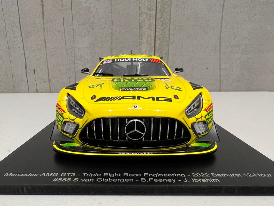 MERCEDES-AMG GT3 - 2022 BATHURST  12-HOUR - TRIPLE EIGHT RACE  ENGINEERING #888 - FEENEY/VAN  GISBERGEN/IBRAHIM - 3RD PLACE - 1:18 SCALE