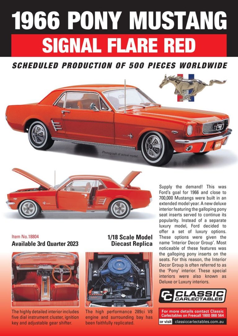 1966 Pony Mustang Signal Flare Red 1:18 Scale Diecast Model