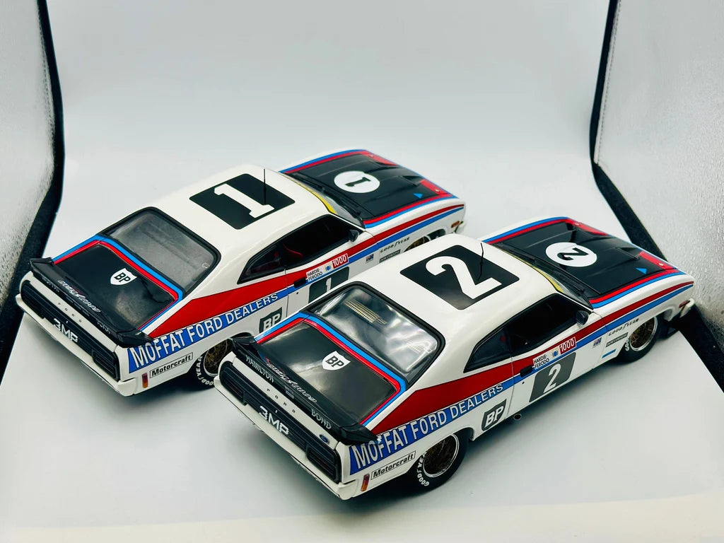 1977 BATHURST WINNER #1 & #2 FINISH - TWIN SET - FORD XC FALCON - WINNERS PLAQUE - 1:18 SCALE DIECAST MODELS - BIANTE