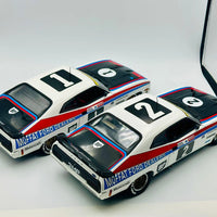 1977 BATHURST WINNER #1 & #2 FINISH - TWIN SET - FORD XC FALCON - WINNERS PLAQUE - 1:18 SCALE DIECAST MODELS - BIANTE