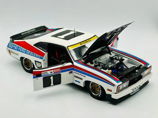 1977 BATHURST WINNER #1 & #2 FINISH - TWIN SET - FORD XC FALCON - WINNERS PLAQUE - 1:18 SCALE DIECAST MODELS - BIANTE