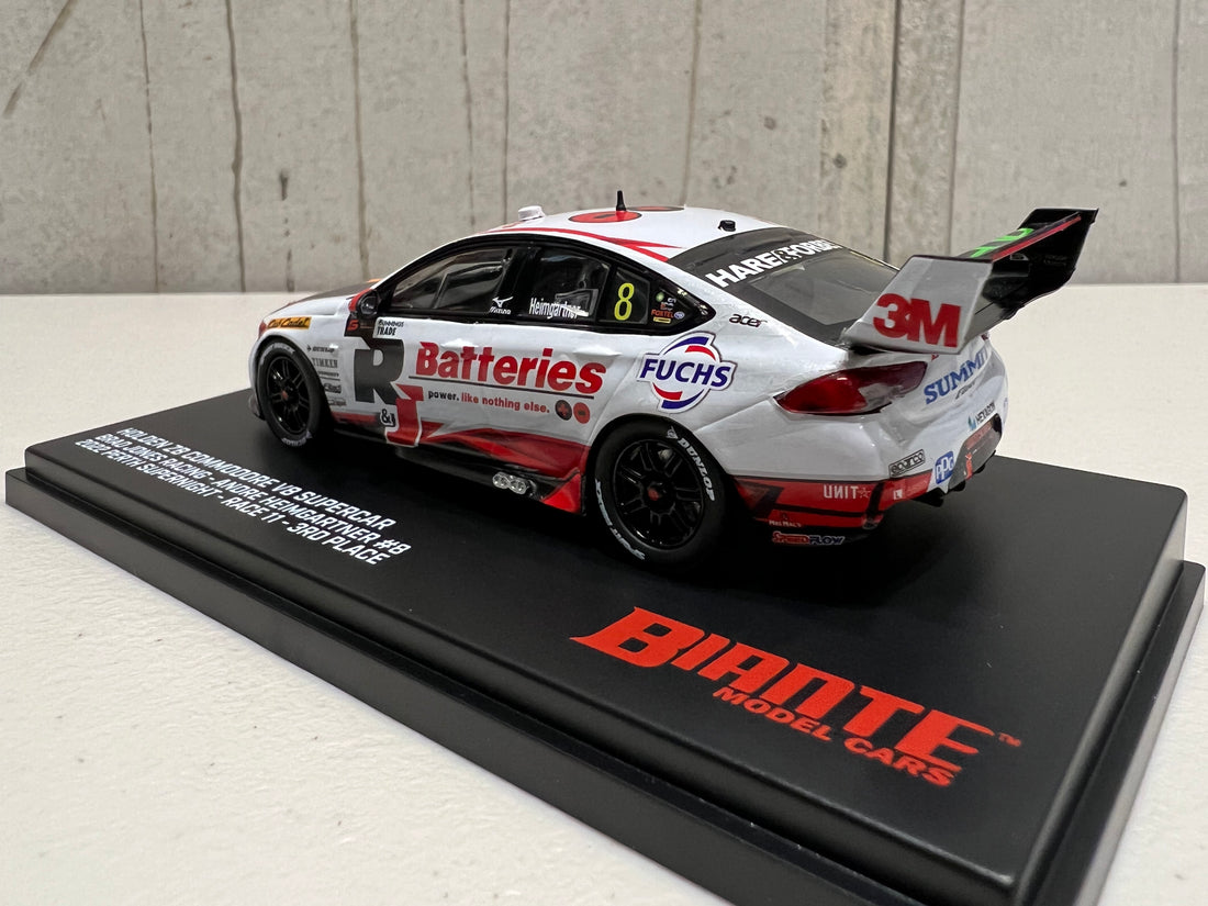 HOLDEN ZB COMMODORE - BJR - ANDRE HEIMGARTNER #8 R&J Batteries/Scandia - Bunnings Trade Perth Supernight Race 11 3RD PLACE - 1:43 Scale Diecast Model Car - BIANTE